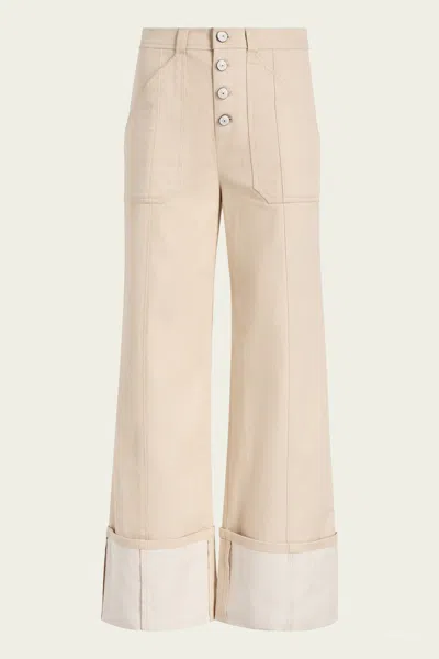 Cinq À Sept Cinq A Sept Benji Cuffed Wide Leg Pants In Khaki