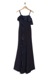 Cinq À Sept Curtis Ruffle Gown In Navy