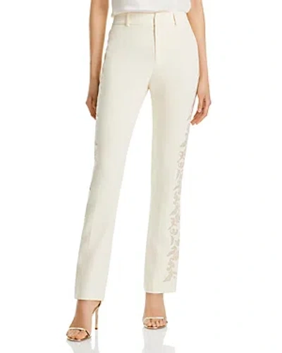 Cinq À Sept Cinq A Sept Cutout Paisley Embroidered Kerry Trousers In Gardenia