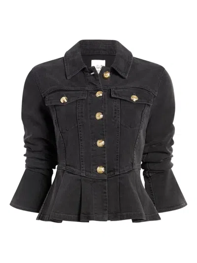 Cinq À Sept Dahlia Denim Scrunched Jacket In Black