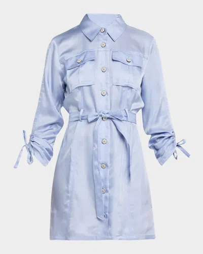 Cinq À Sept Dale Button-front Satin Shirtdress In Blue