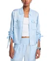 Cinq À Sept Dale Ruched Sleeve Cupro Satin Jacket In Blue