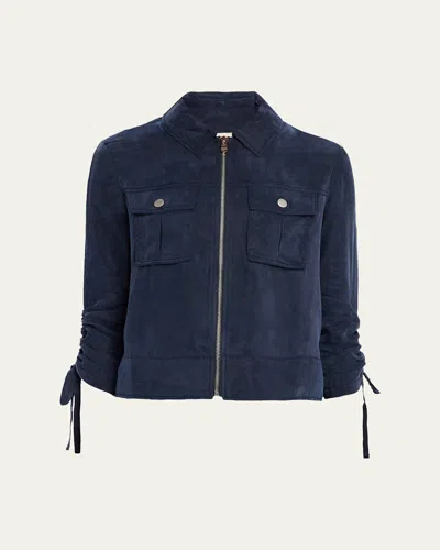 Cinq À Sept Dale Washed Twill Jacket In Blue