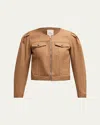Cinq À Sept Dalia Cropped Denim Jacket In Cocoa