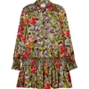 Cinq À Sept Damia Canyon Bloom Long Sleeve Minidress In Green