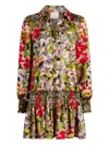 Cinq À Sept Damia Canyon Bloom Long Sleeve Minidress In Green