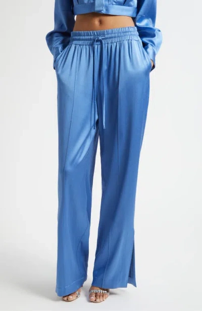 Cinq À Sept Damoni Satin Drawstring Pants In Blue