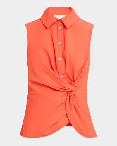 Cinq À Sept Dani Button-front Twist Top In Orange