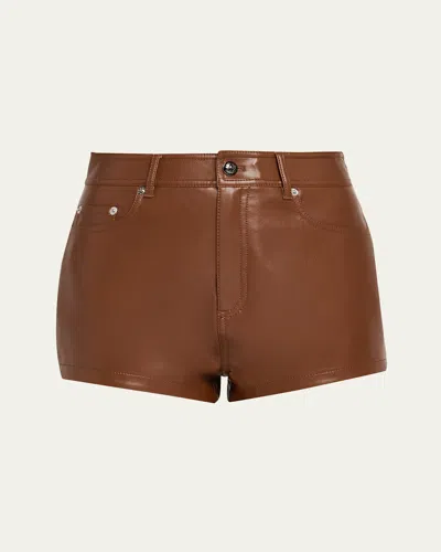 Cinq À Sept Dani Vegan Leather Shorts In Dark Sepia