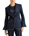 Cinq À Sept Cheyenne Love Letter Embellished Denim Blazer
