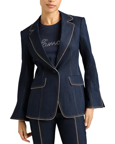 Cinq À Sept Cheyenne Love Letter Embellished Denim Blazer In Indigo