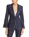 Cinq À Sept Cheyenne Love Letter Embellished Denim Blazer In Indigo