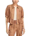 Cinq À Sept Daphne Puff-sleeve Ruffled Jacket In Brown