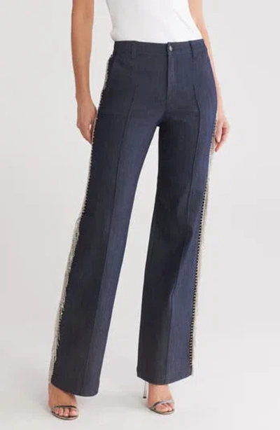 Cinq À Sept Dara Rhinestone Fringe Pants In Indigo