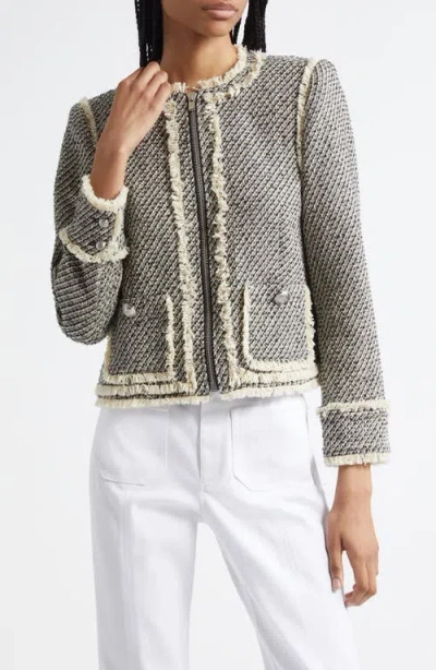 Cinq À Sept Darina Metallic Tweed Jacket In Gray