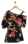 Cinq À Sept Katie Chrysanthemum-print Asymmetric Crepe Jacket In Black Multi