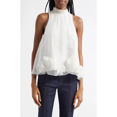 Cinq À Sept Deanna Floral High-neck Top In Ivory
