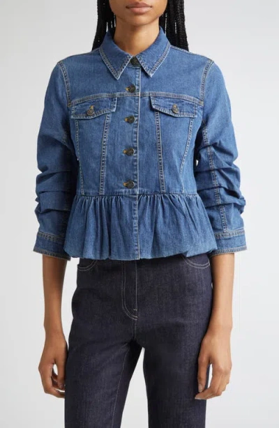 Cinq À Sept Delanie Denim Peplum Jacket In Black