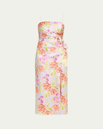 Cinq À Sept Denali Strapless Midnight Tulips Dress In Multi