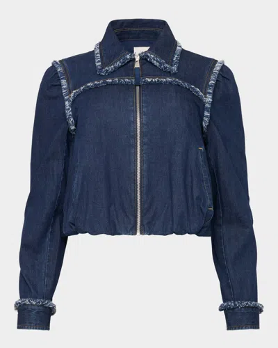Cinq À Sept Denim Fringe-trim Jacket In Purple