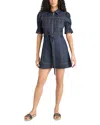 Cinq À Sept Holly Puff Sleeve Belted Denim Shirtdress