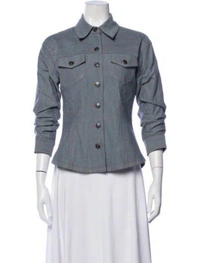 Pre-owned Cinq À Sept Denim Jacket In Blue/grey