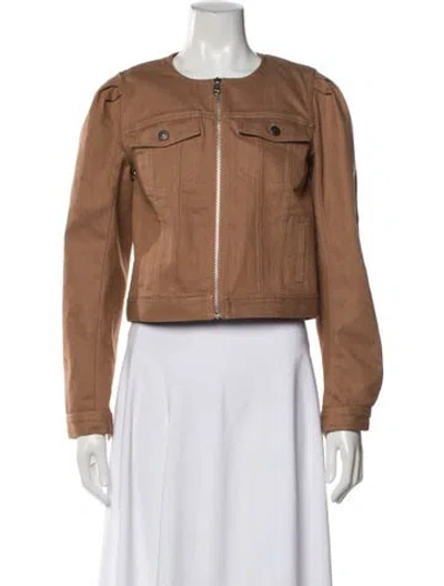Pre-owned Cinq À Sept Denim Jacket In Brown