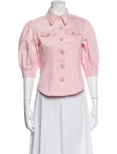 Pre-owned Cinq À Sept Denim Jacket In Pink