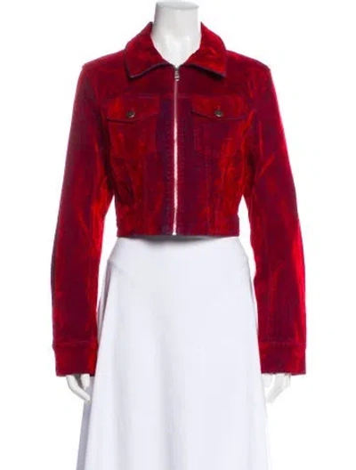 Pre-owned Cinq À Sept Denim Jacket W/ Tags In Red