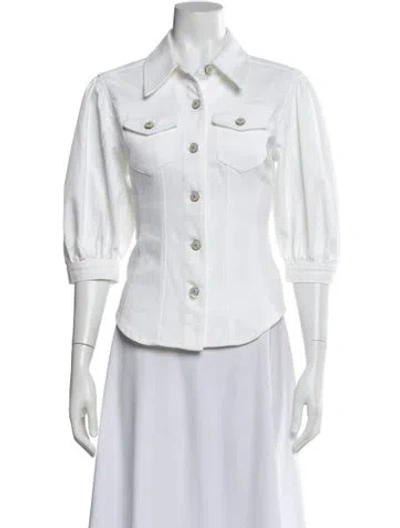 Pre-owned Cinq À Sept Denim Jacket In White