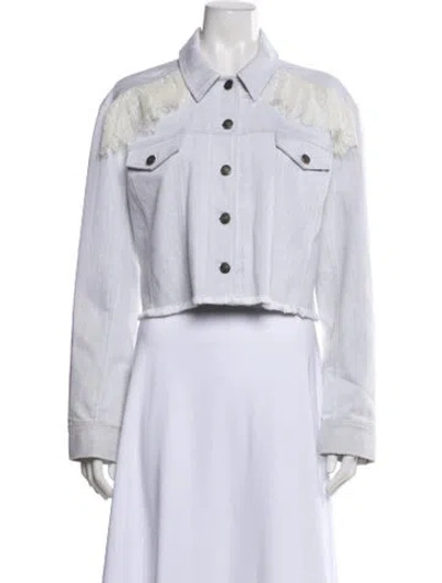 Pre-owned Cinq À Sept Denim Jacket In White