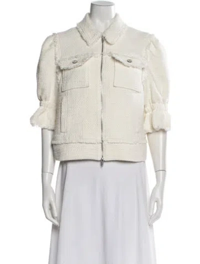 Pre-owned Cinq À Sept Denim Jacket In White