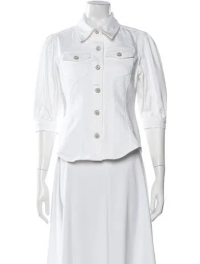 Pre-owned Cinq À Sept Denim Jacket In White