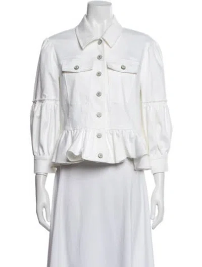Pre-owned Cinq À Sept Denim Jacket In White