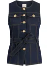 Cinq À Sept Reenee Belted Denim Vest In Blue