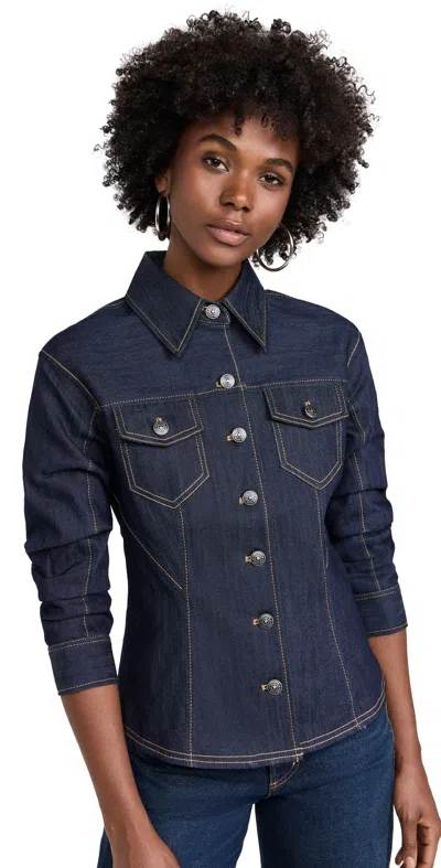 CINQ À SEPT DENIM SCRUNCHED CANYON JACKET INDIGO