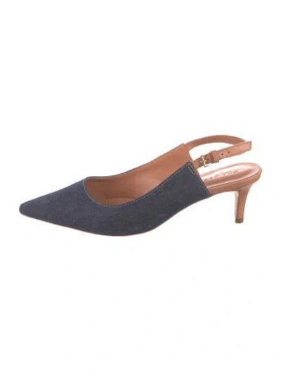 Pre-owned Cinq À Sept Denim Slingback Pumps In Blue