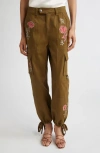Cinq À Sept Desert Rose Zola Embrodiered Cargo Pants In Multi
