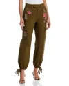 Cinq À Sept Desert Rose Zola Embrodiered Cargo Pants In Green