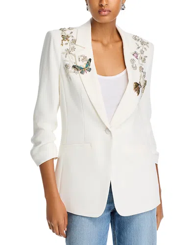 Cinq À Sept Cinq A Sept Diamond Vines Khloe Embellished Blazer In Ivory/silver