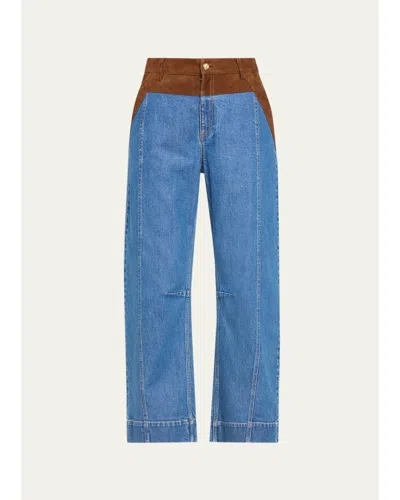 Cinq À Sept Dillon Faux-suede Waist Jeans In Salt Breeze