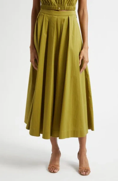 Cinq À Sept Doran Pleated Midi Skirt In Green