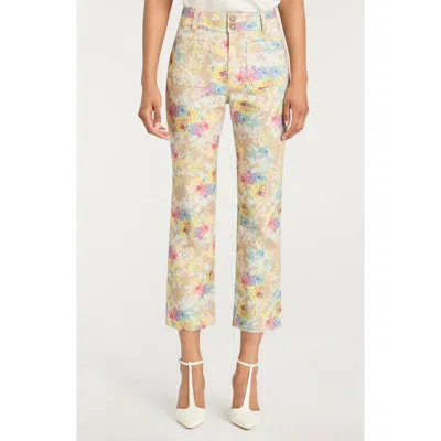Cinq À Sept Dorothea Floral Print Jeans In Khaki Multi