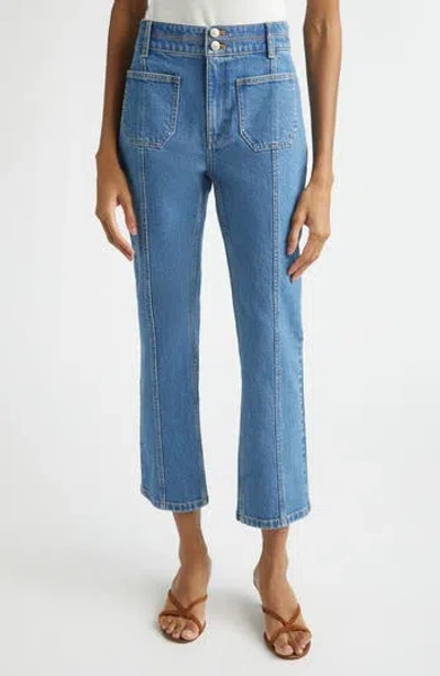 Cinq À Sept Dorothea Patch Pocket Crop Jeans In Blue