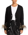 Shop Cinq À Sept Cinq A Sept Dreama Marnie Feather Cuff Cardigan In Black Multi