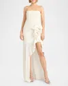 Cinq À Sept Drina Sleeveless Satin Wrap Gown In Ivory