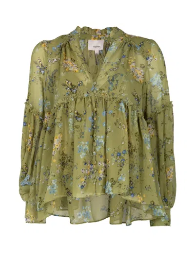 Cinq À Sept Edeline Floral-print Ruffled Blouse In Multi