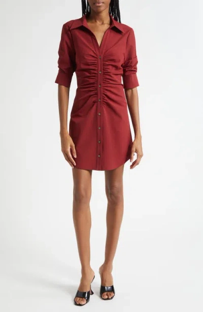 Cinq À Sept Elina Gathered Shirtdress In Red