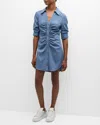 Cinq À Sept Elina Ruched Short-sleeve Mini Dress In Rustic Blue