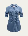 Cinq À Sept Elina Ruched Short-sleeve Mini Dress In Vintage Blue